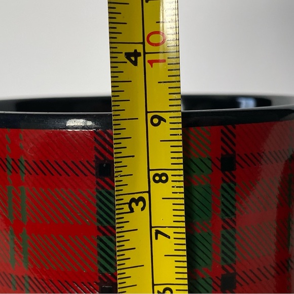 Pier 1 Mug Tartan Plaid Red Black Vintage EUC Coffee Stoneware Japan Retired - Picture 12 of 14